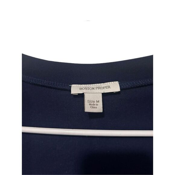 Boston Proper Square Neck Ponte Knit 3/4 Sleeve Shift Tunic Navy Blue Size M - Picture 5 of 11